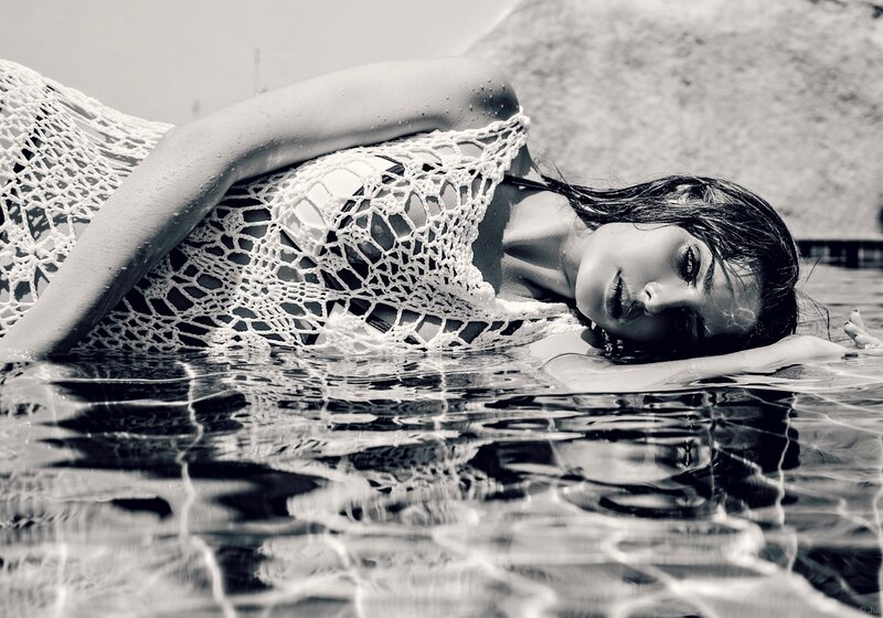 Woman in Pool — Black, Serene