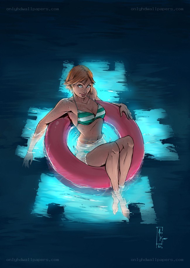 woman in pool ring