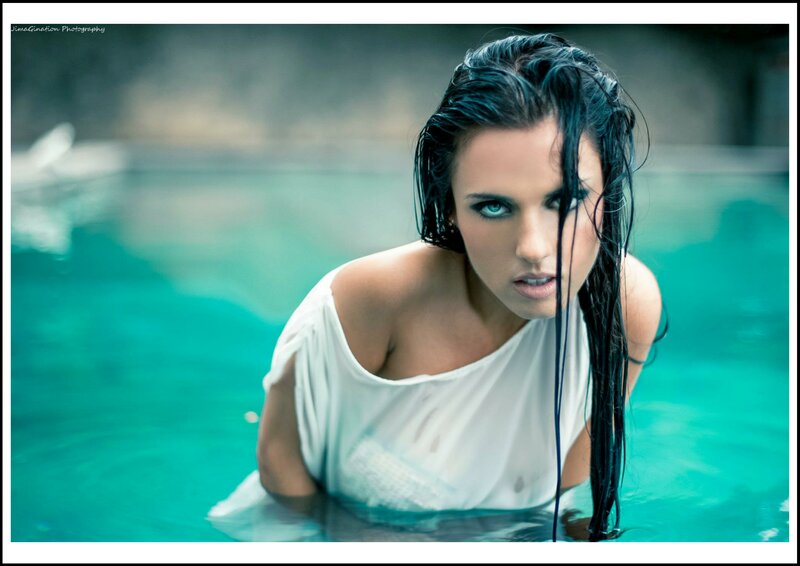 Woman in Pool — Teal