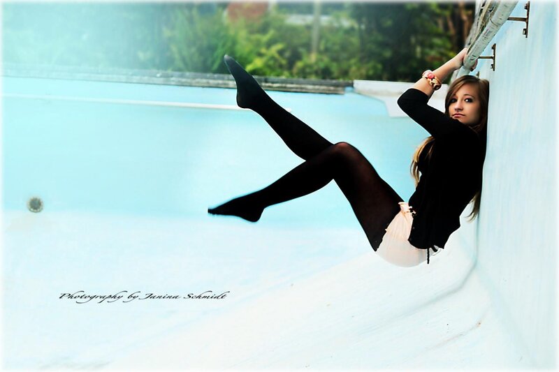 woman in pool with black tights