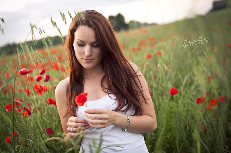 woman in poppy field