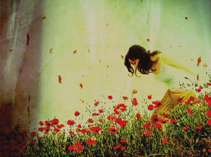 Woman in Poppy Field — Red, Dreamy, Afternoon