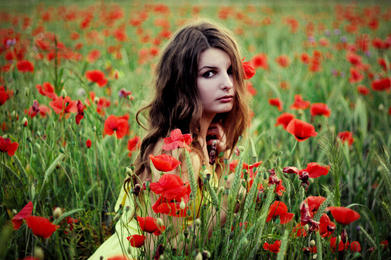 Woman in Poppy Field — Red, Serene, Afternoon, Photograph, Poppies