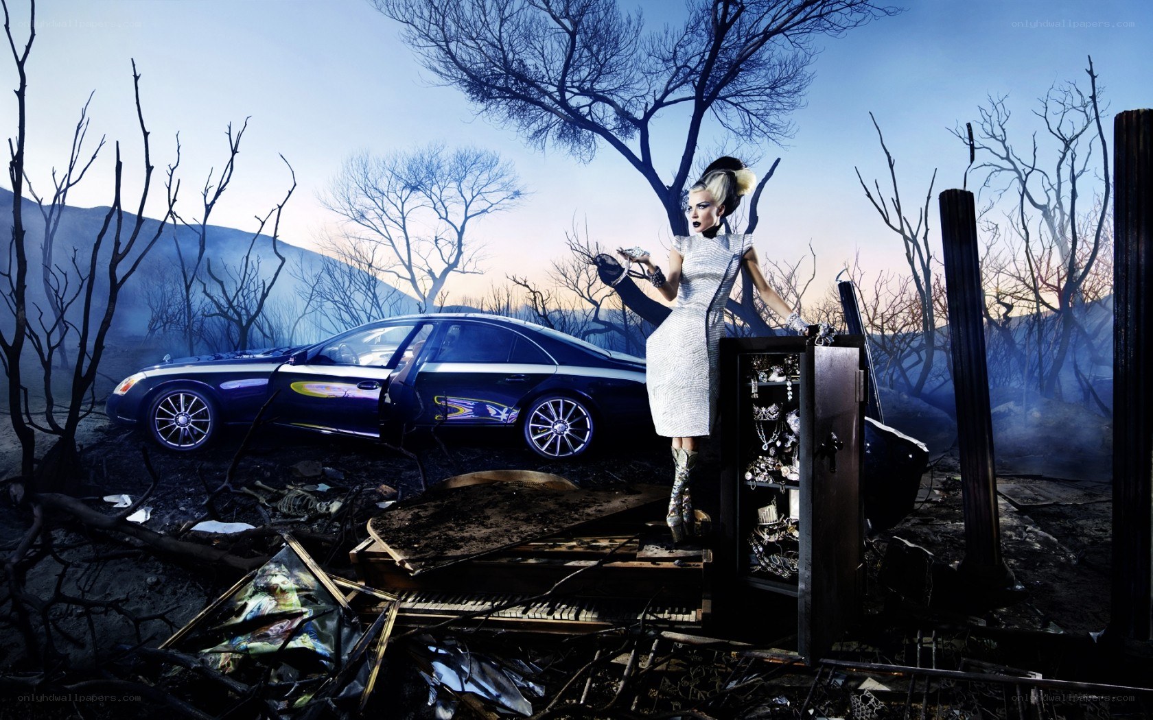 woman in post-apocalyptic scene