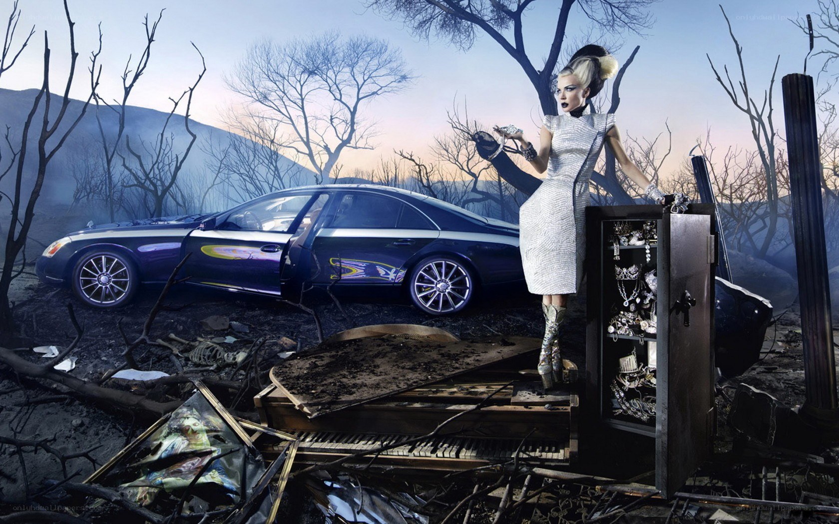woman in post-apocalyptic scene