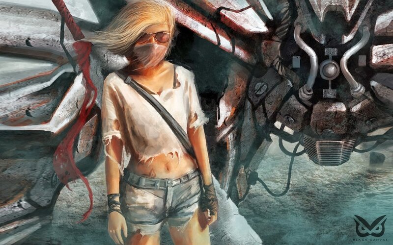 Woman in Post-apocalyptic Setting — Gray