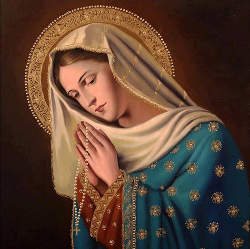 Woman in Prayer — Blue, Serene