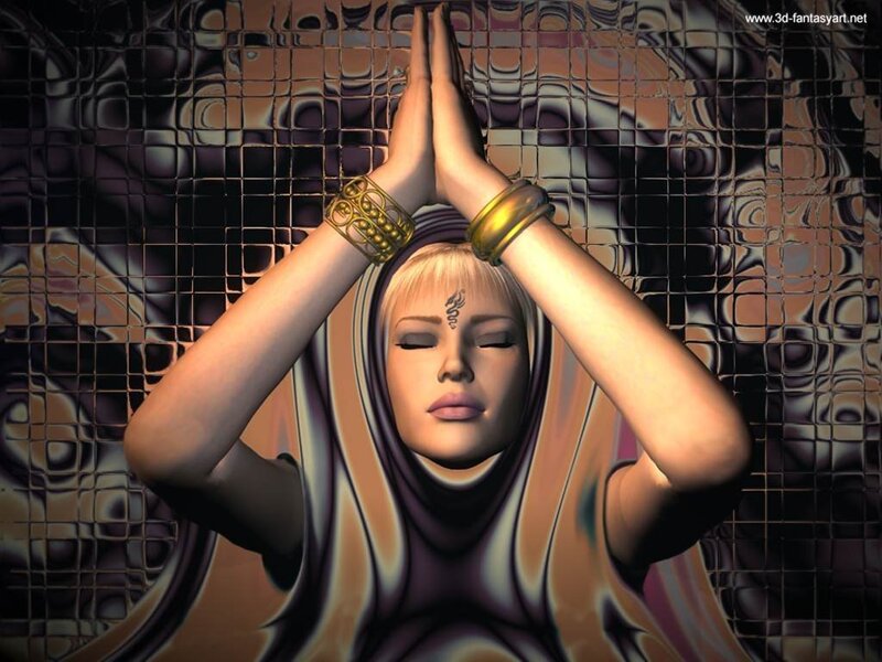 woman in prayer pose