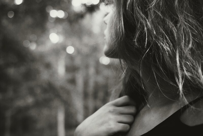 Woman in Profile — Black, Contemplative, Night