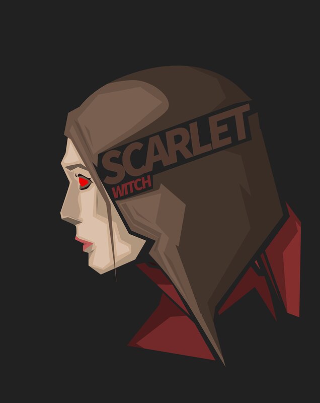 Woman in Profile — Black, Dramatic, Digital Art, Red Eyes