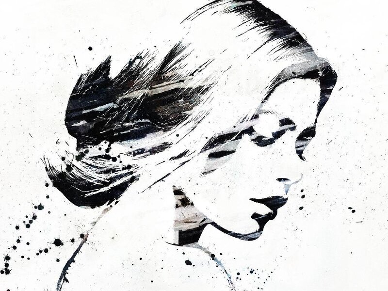 Woman in Profile — Black, Dramatic, Illustration