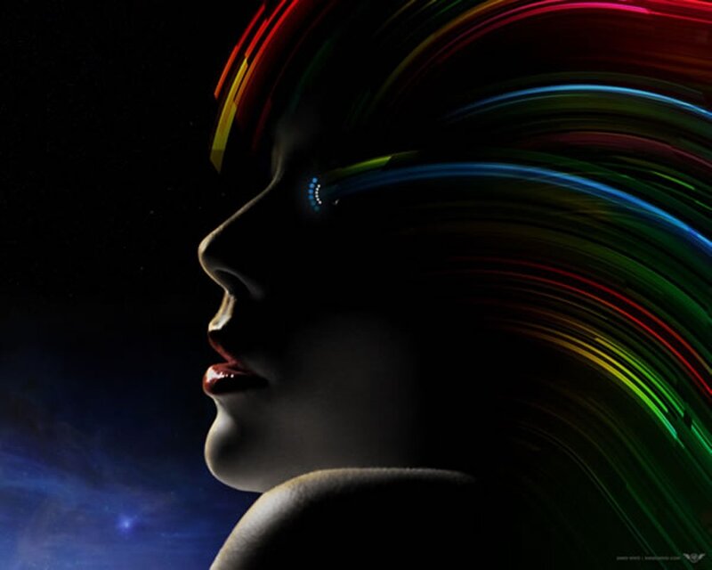 Woman in Profile — Black, Dramatic, Night
