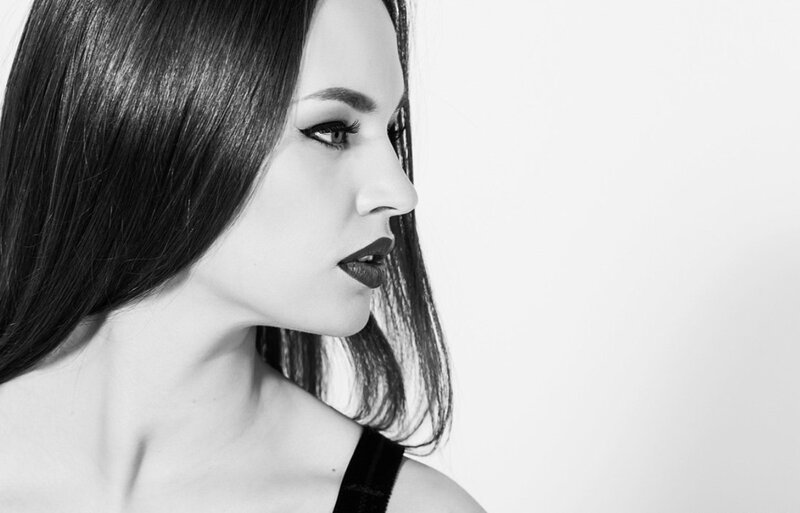 Woman in Profile — Black, Dramatic, Photograph, Hair, Lipstick