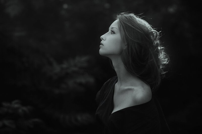 Woman in Profile — Black, Dramatic, Photograph, Hair, Shoulder