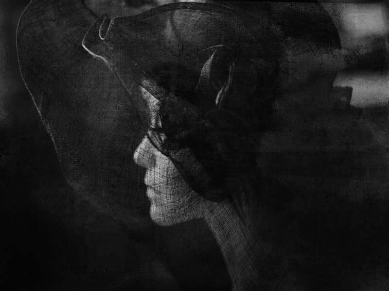 Woman in Profile — Black, Dramatic, Photograph, Hat