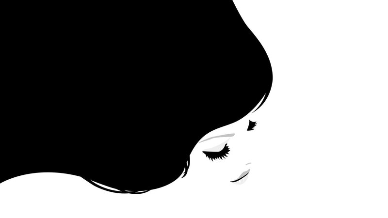 Woman in Profile — Black, Minimalist, Vector Art