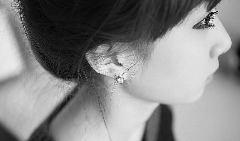 Woman in Profile — Black, Serene, Photograph, Earring, Hair