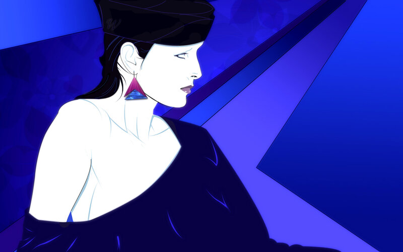 Woman in Profile — Blue, Dramatic