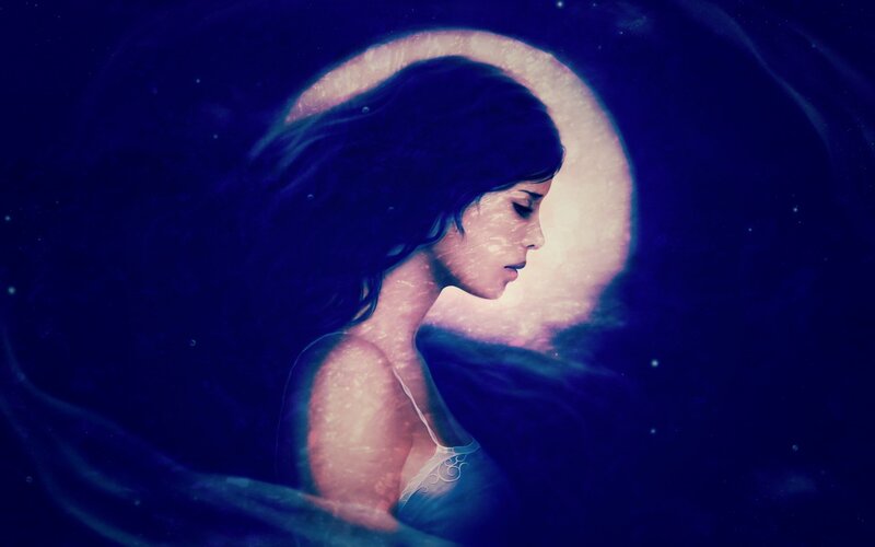 Woman in Profile — Blue, Serene