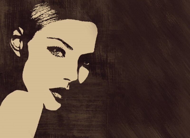 Woman in Profile — Brown, Dramatic, Illustration, Earring