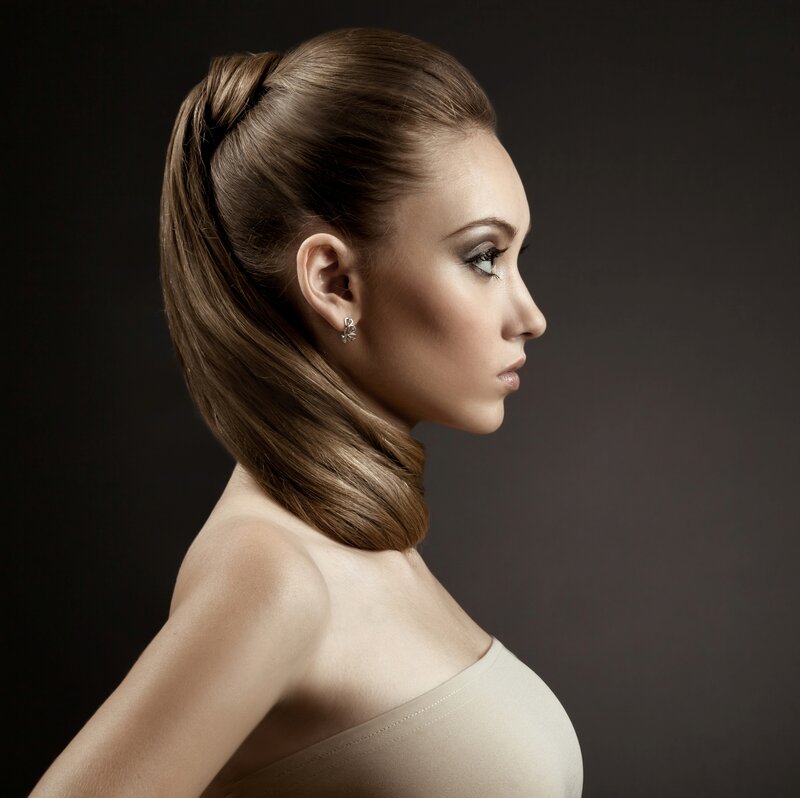 Woman in Profile — Brown, Dramatic, Photograph, Earring