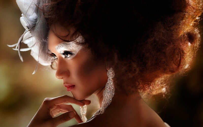 Woman in Profile — Brown, Dramatic, Photograph, Makeup