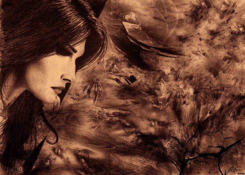 Woman in Profile — Brown, Dramatic
