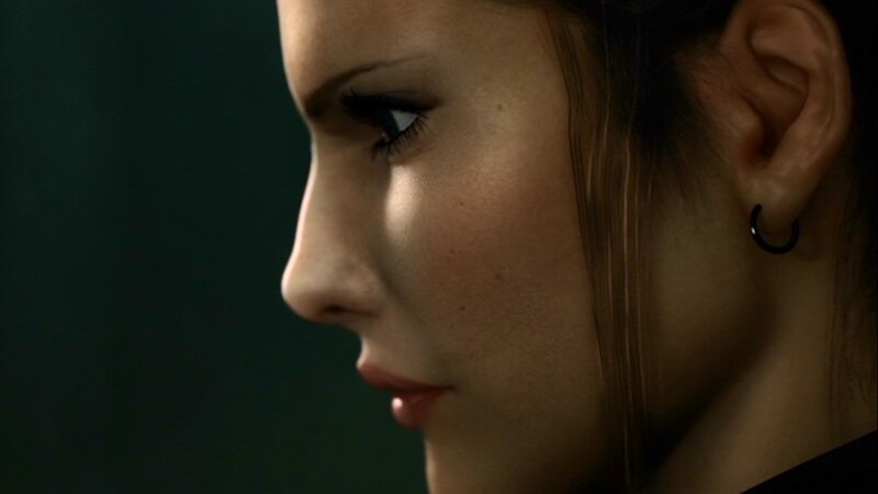 Woman in Profile — Brown, Serious
