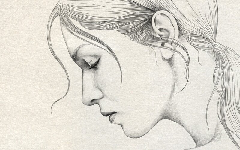 Woman in Profile — Gray, Calm