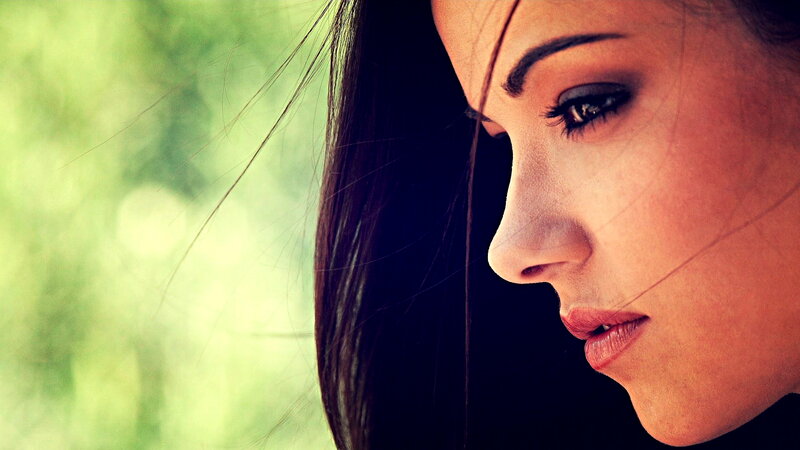 Woman in Profile — Green, Contemplative