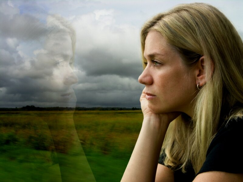 Woman in Profile — Green, Melancholic