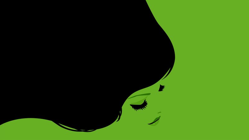 Woman in Profile — Green, Minimalist