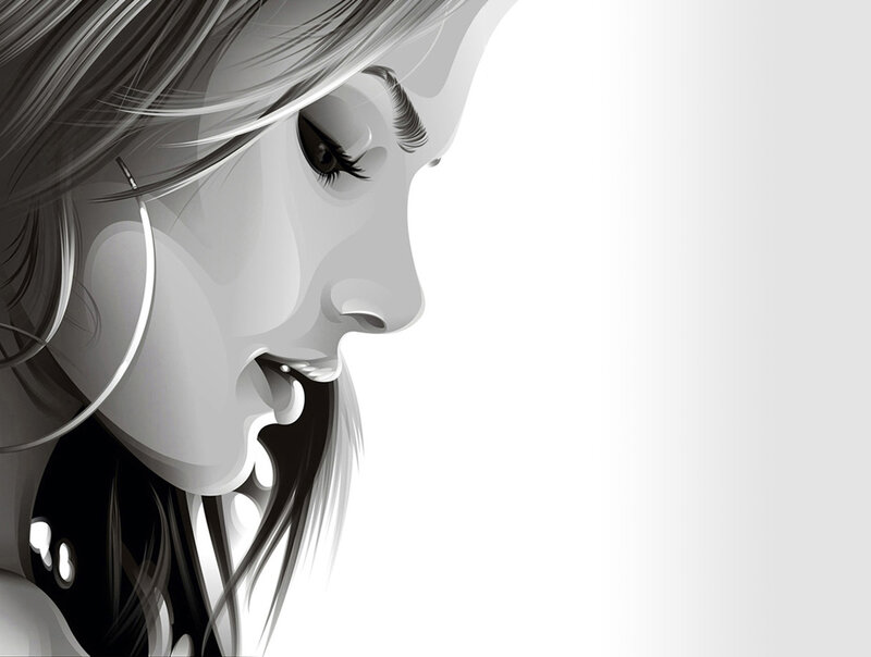 woman in profile illustration