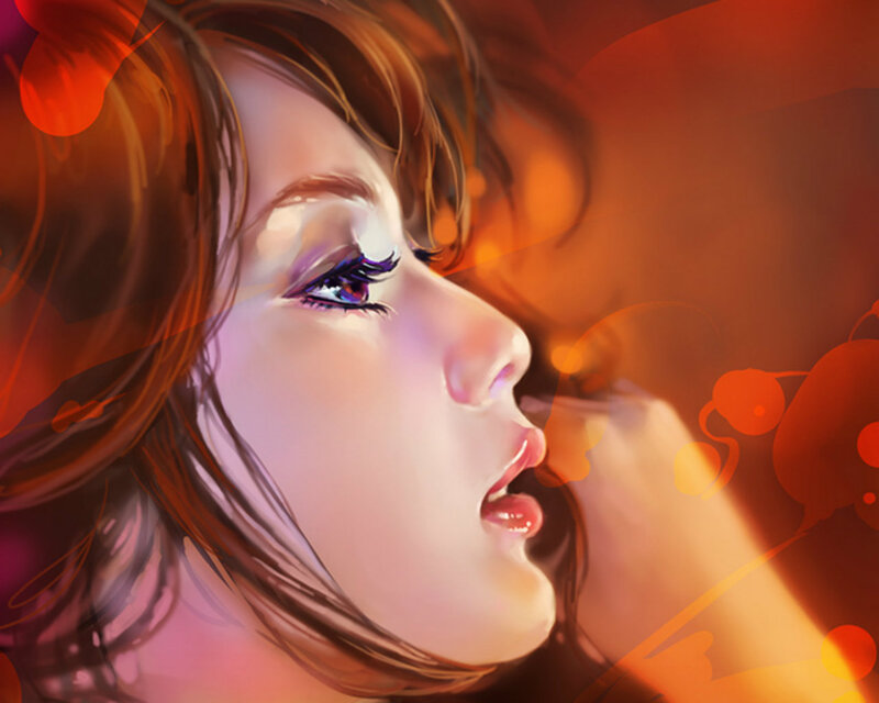 Woman in Profile — Orange, Dramatic
