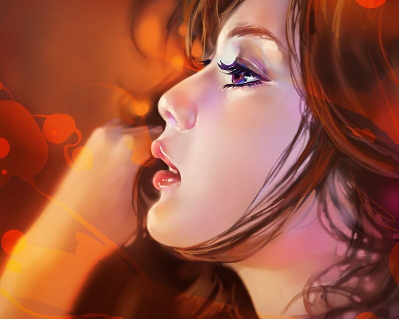 Woman in Profile — Orange, Dreamy