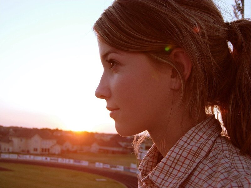 Woman in Profile — Orange, Serene, Sunset