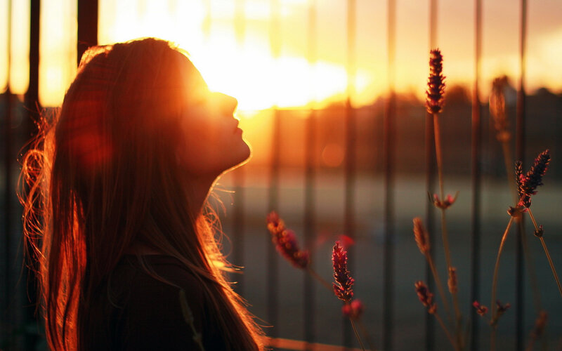 Woman in Profile — Orange, Serene