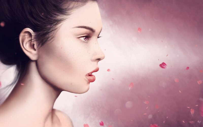 Woman in Profile — Pink, Serene