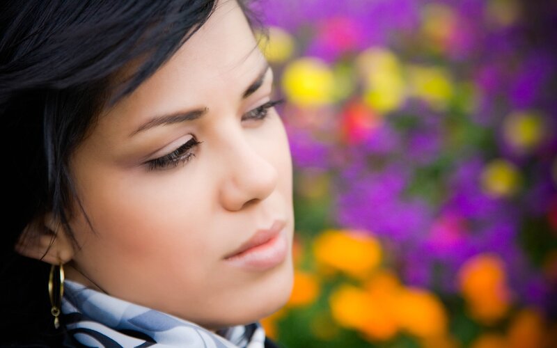 Woman in Profile — Purple, Contemplative, Afternoon