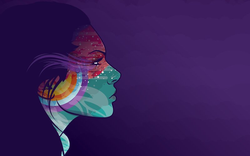 Woman in Profile — Purple, Dreamy