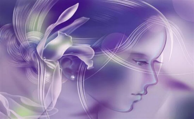 Woman in Profile — Purple, Serene