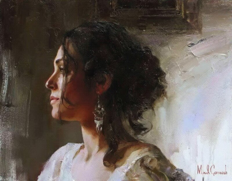 Woman in Profile — White, Dramatic