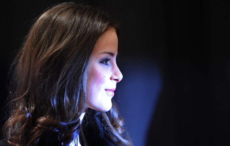 woman in profile with blue lighting