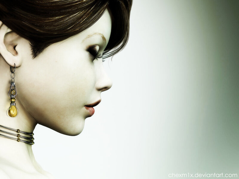 woman in profile with earrings