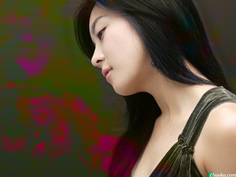 woman in profile with flowers