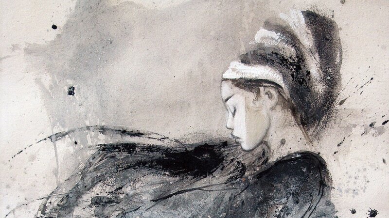 woman in profile with headband