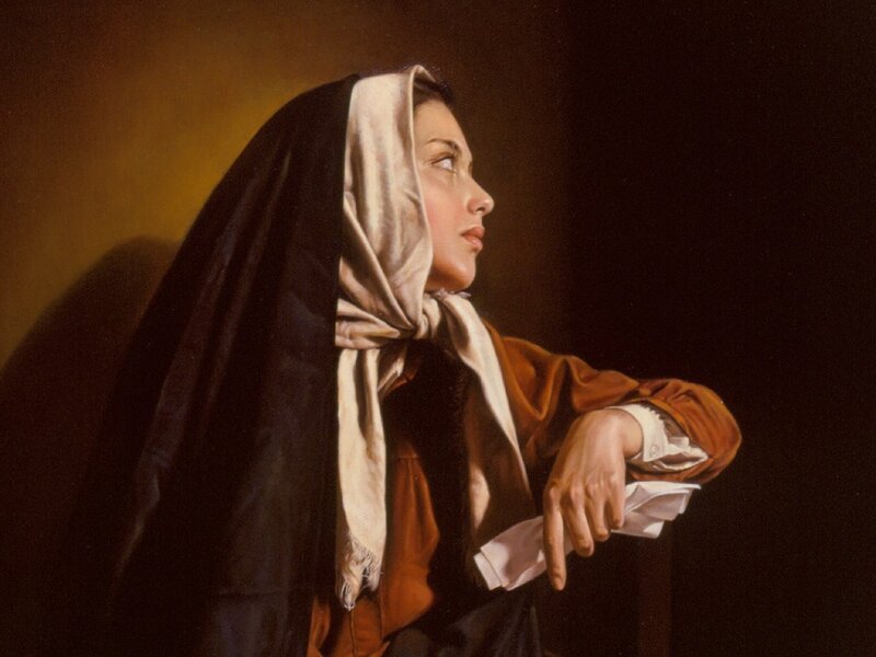 woman in profile with headscarf