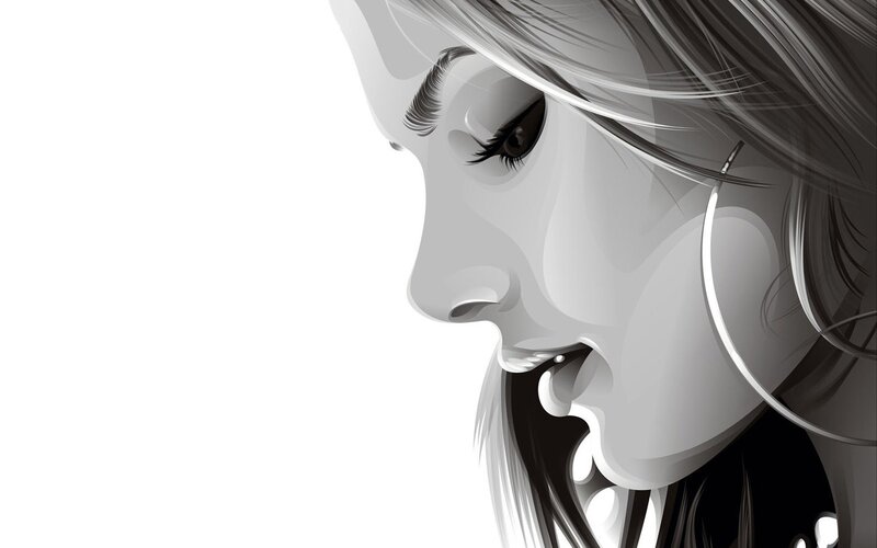 woman in profile with hoop earring