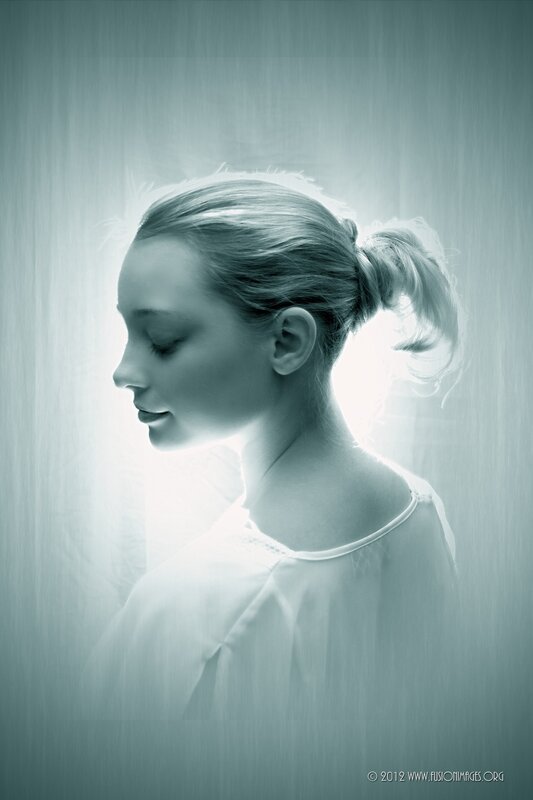 woman in profile with light