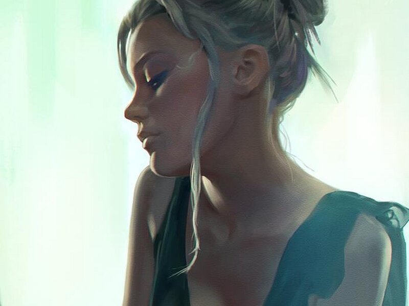 woman in profile with soft light
